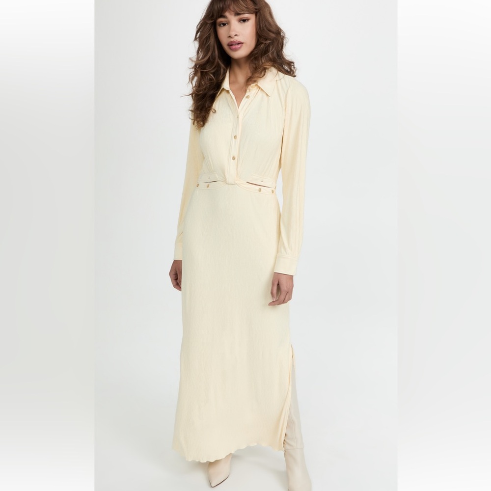 NWT SIMKHAI KELLI MATTE PLISSE SHIRT DRESS